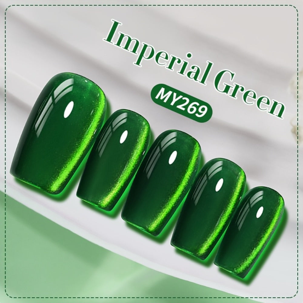 Gel Nail Polish BORN PRETTY MY269 Imperial Green 10ml Magnetic Cat Eye Shimmer in a White Bottle — image 4