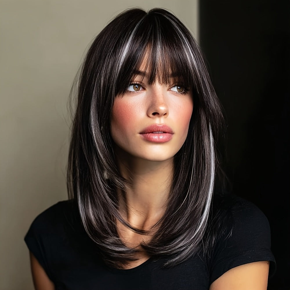 Synthetic Wig 20-Inch Layered Straight Style in Deep Purple with Hairnet Included for Cosplay Looks — image 3
