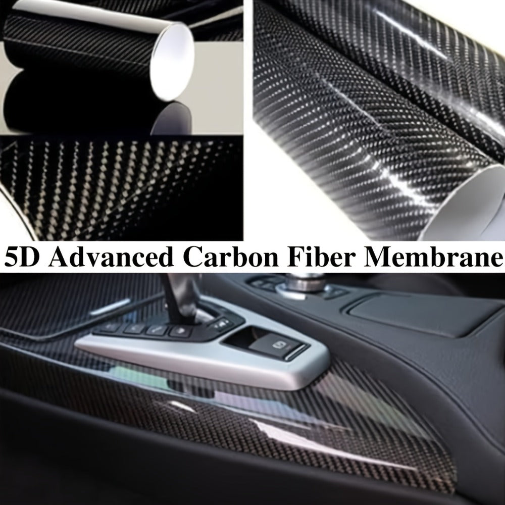 5D Carbon Fiber Vinyl Wrap 50cm x 300cm – Self-Adhesive Car Interior Decor Film, UV Protection, Scratch-Resistant, Dashboard 