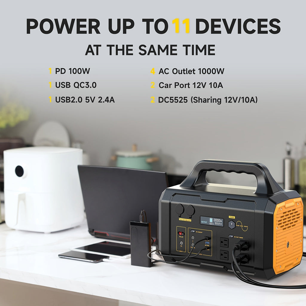 Portable Power Station 299Wh 300W or 1024Wh 1000W with AC, DC, USB Outputs and LED Lighting — image 4