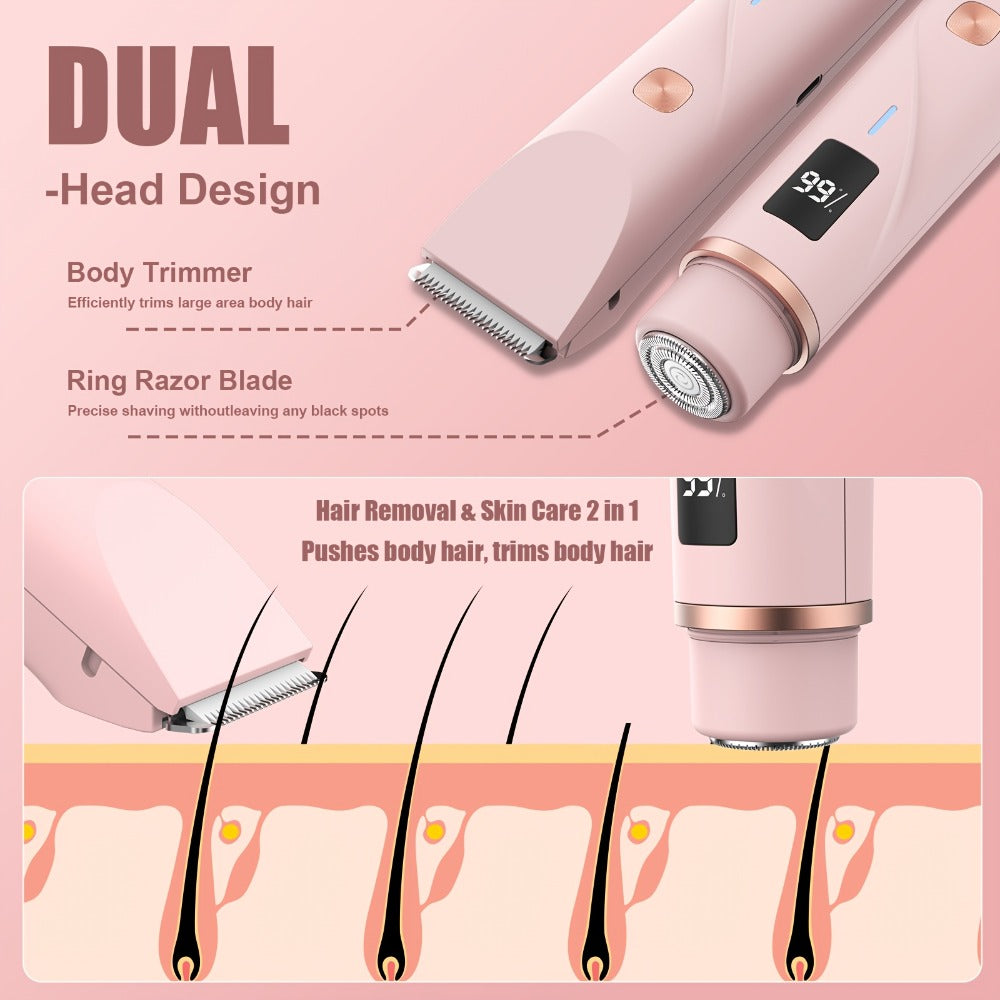 Electric Shaver 2-in-1 Dual-Head Bikini Trimmer with Digital Battery Display and Waterproof Wet/Dry Use — image 14