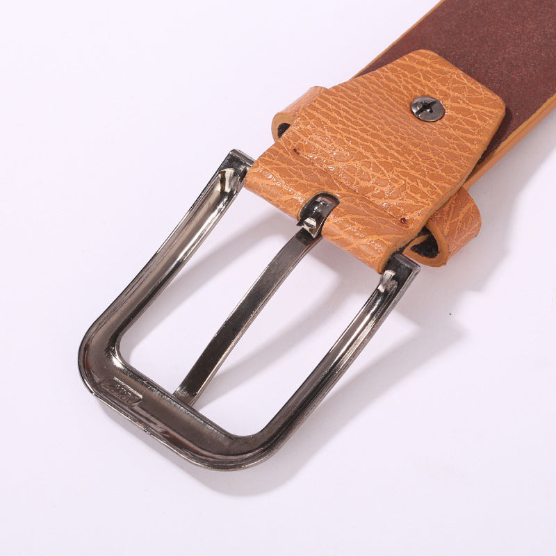 Mens Casual Leather Belt With A Pin Buckle For Pants