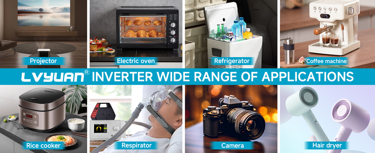 Blue 12V or 24V DC to 110V AC Power Inverter with LCD, Four AC Receptacles and Remote Presentation — image 15