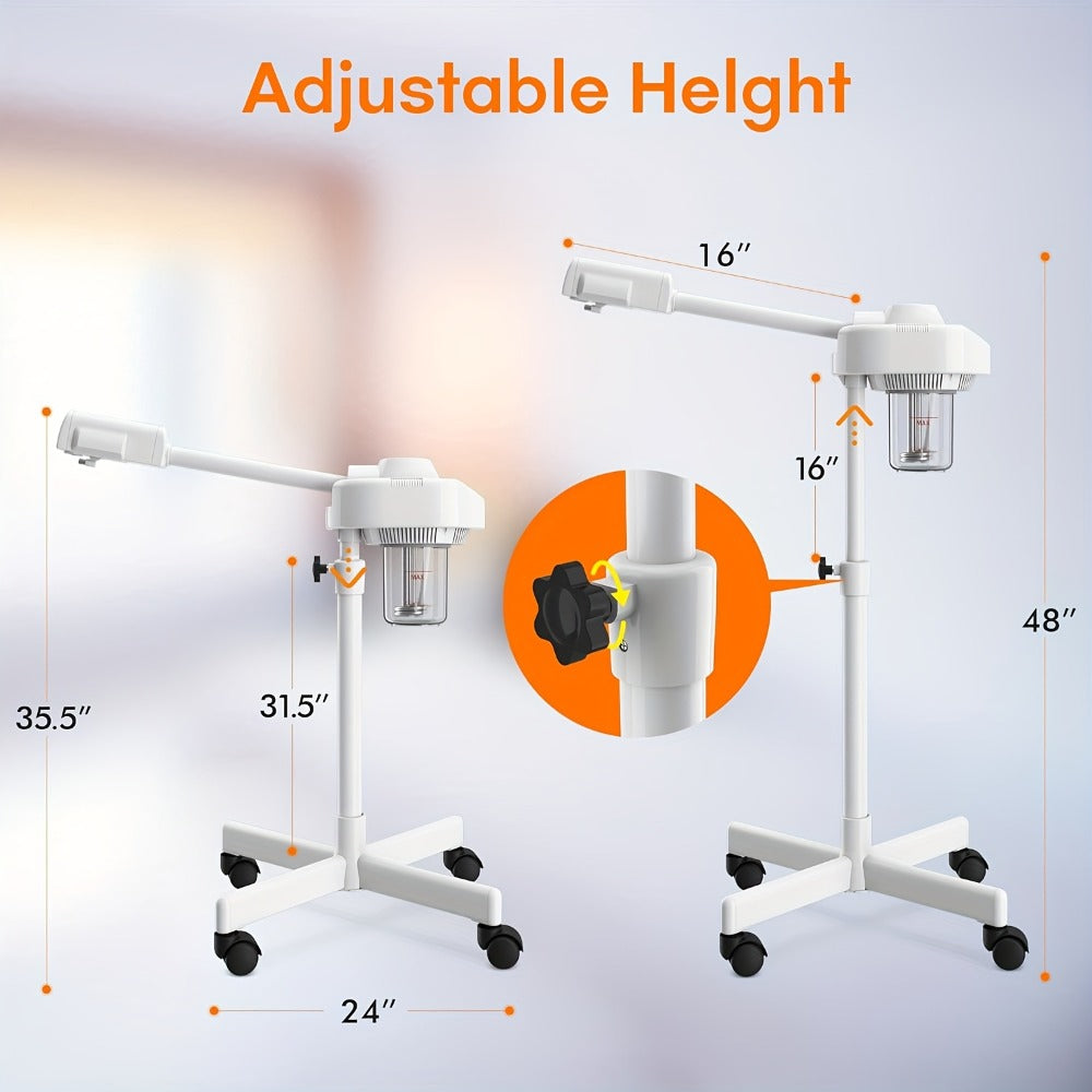 Rolling Facial Steamer with Black or White Head, Removable 250 ml Tank and Adjustable Stand Heights — image 6