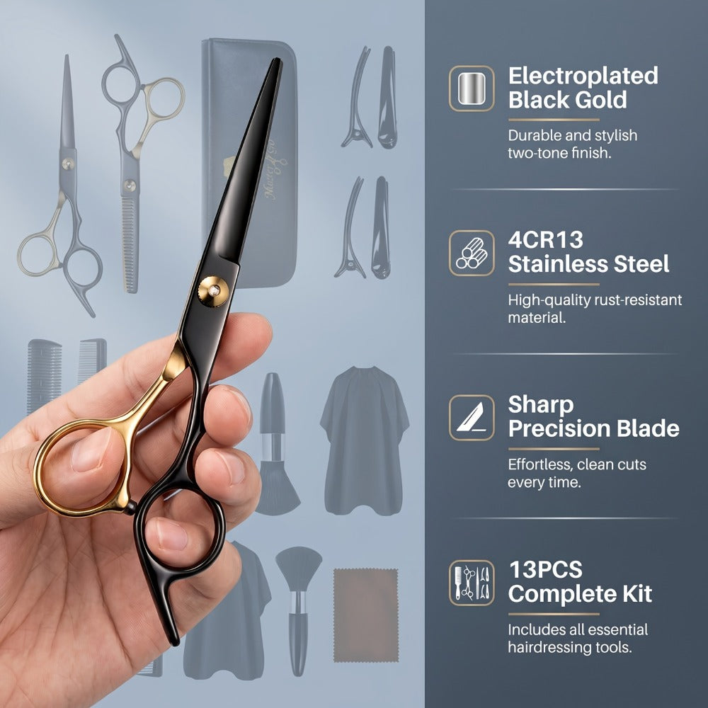 Hair Cutting Scissors Kit 13 Piece – Professional Barber Shears Set with Thinning Shears, Blending Scissors & Accessories — i