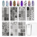 Nail Stamping Plate Set 9Pcs with 7 Mixed Design Stainless Steel Plates – Complete Nail Art Stamp Kit with Stamper & Scraper 