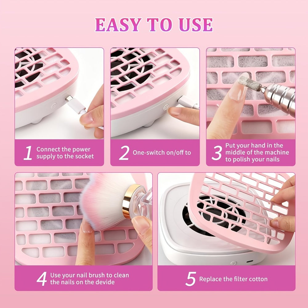 Nail Dust Collector Mini USB Electric Vacuum Cleaner with 10 Filter Pads & Strong Suction, Portable Nail — image 5