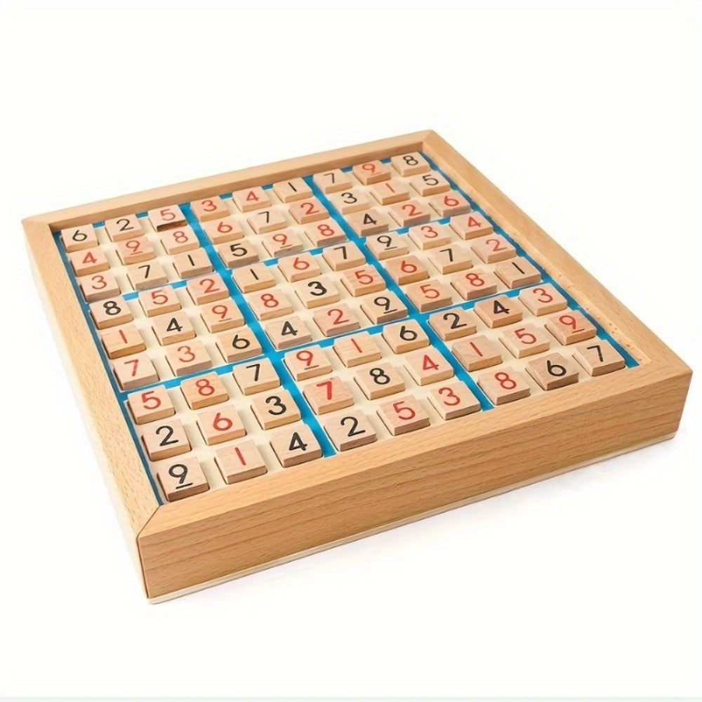 Wooden Sudoku Board Game for Kids & Adults, Logic Brain Teaser Puzzle with Challenge Cards, Number Thinking Educational Famil