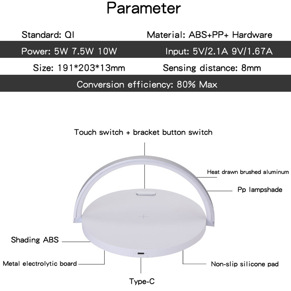 Fast Qi Wireless Charger Table Lamp