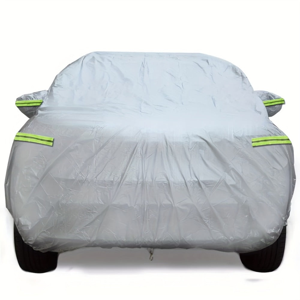 Silver XXL SUV Car Cover with Green Reflective Tabs, Elastic Hem and 540 x 200 x 180 cm Full-Body Fit — image 5