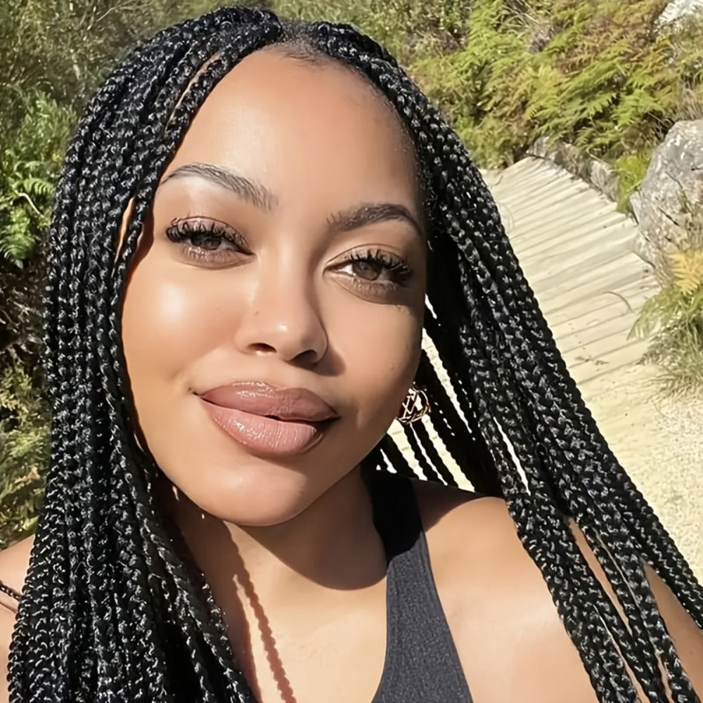 Thirty-Inch Box-Braid Wig with 360 Lace Cap and Four Black, Blonde, Burgundy or Auburn Options — image 9