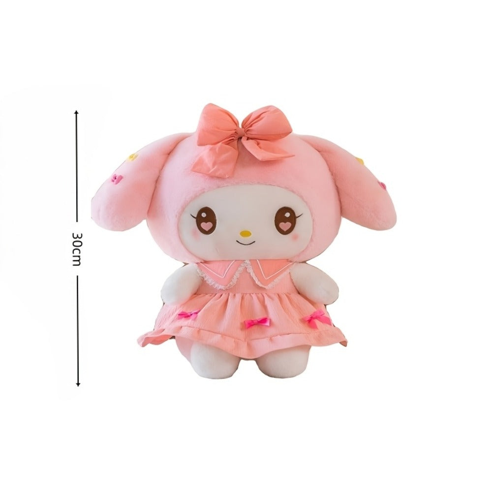Kuromi My Melody Plush Doll Princess Dress, Collectible Sanrio Stuffed Animal with Pink Bow & Ruffled Collar — image 2