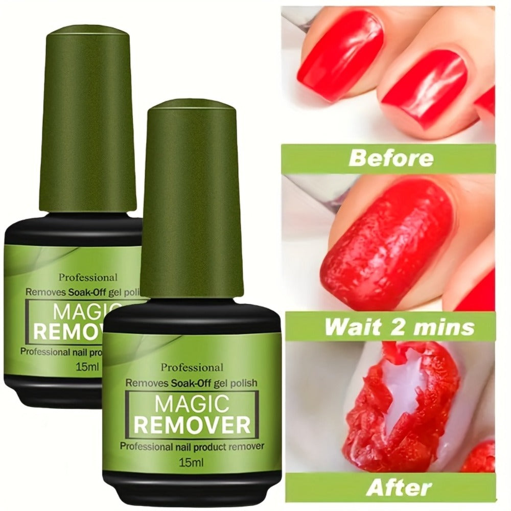 Gel Nail Polish Remover 3pcs Set – Soak Off Gel Nails, Nail Glue & Acrylic Nails in 2-3 Minutes | Fast Gentle Formula for Hom