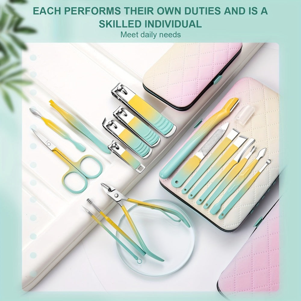 Eighteen-Piece Manicure and Pedicure Kit with Gradient Case, Clippers, Scissors, Files and Pushers — image 2