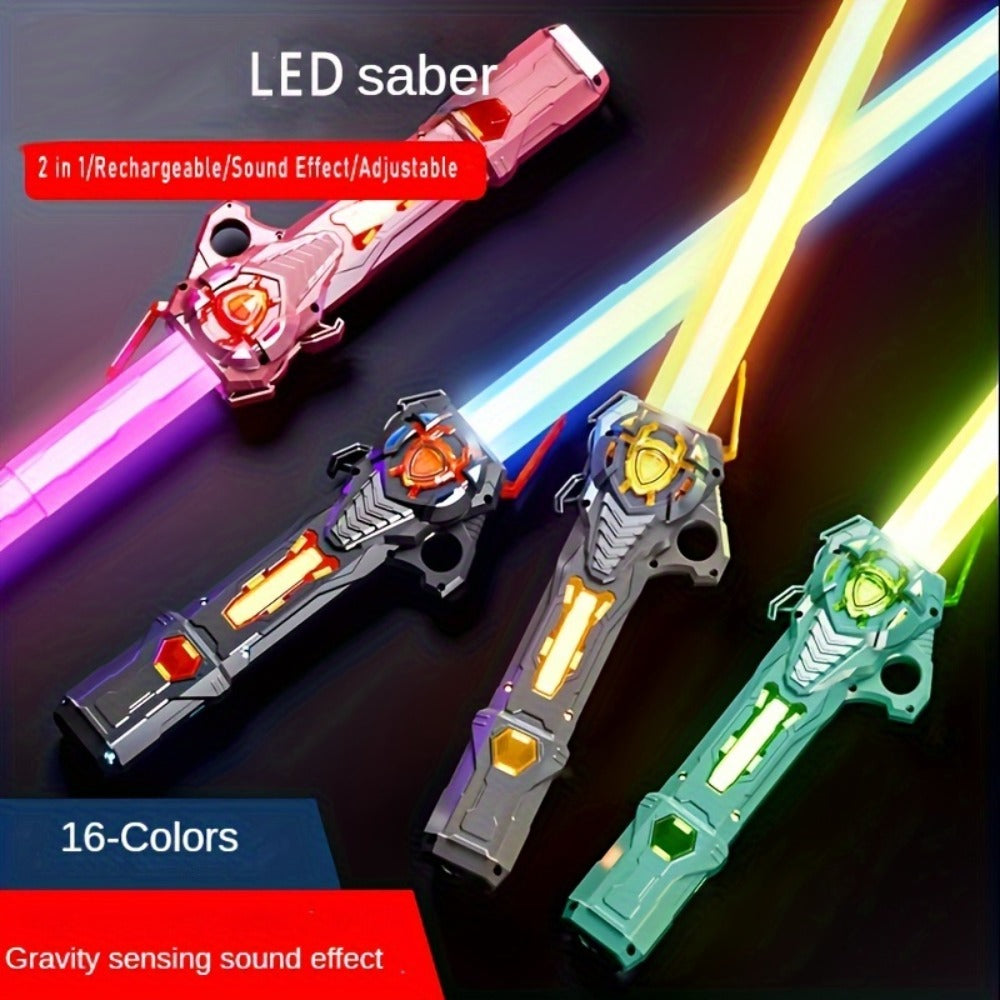 RGB Light-Up Saber Toy 16 Colors Rechargeable Light Sword with Gravity Sensor & Sound Effects — image 1
