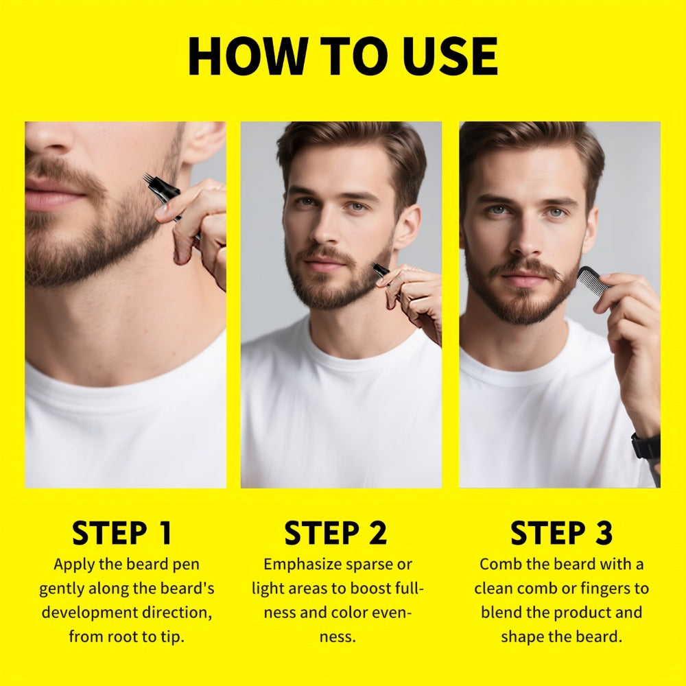 Beard Filler Pencil with Brush, Waterproof Beard Pencil for Fuller Thicker Beard, Fills Sparse Patchy Beard & Mustache — imag