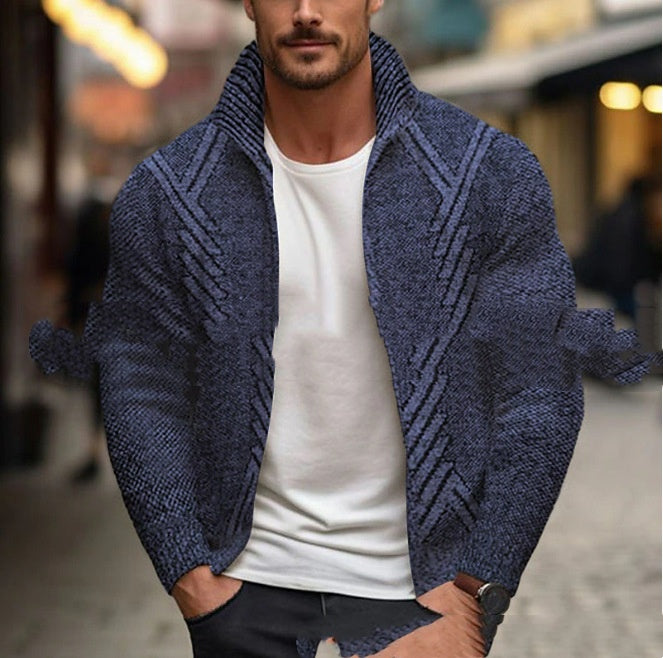 Mens Fleece-lined Turtleneck Sweater Jacket