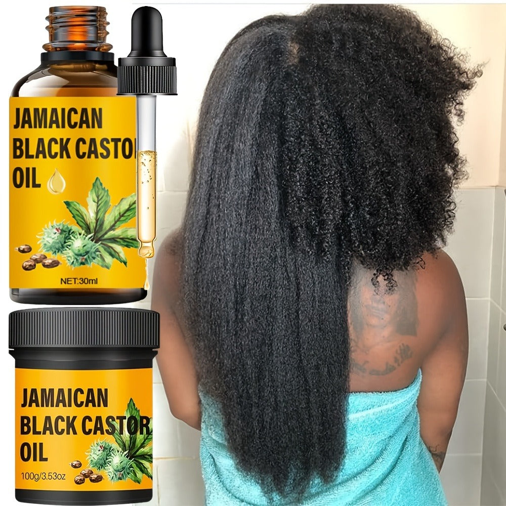 Two-Piece Jamaican Black Castor Oil Hair Care Set with Coordinated Oil and Cream Containers — image 8