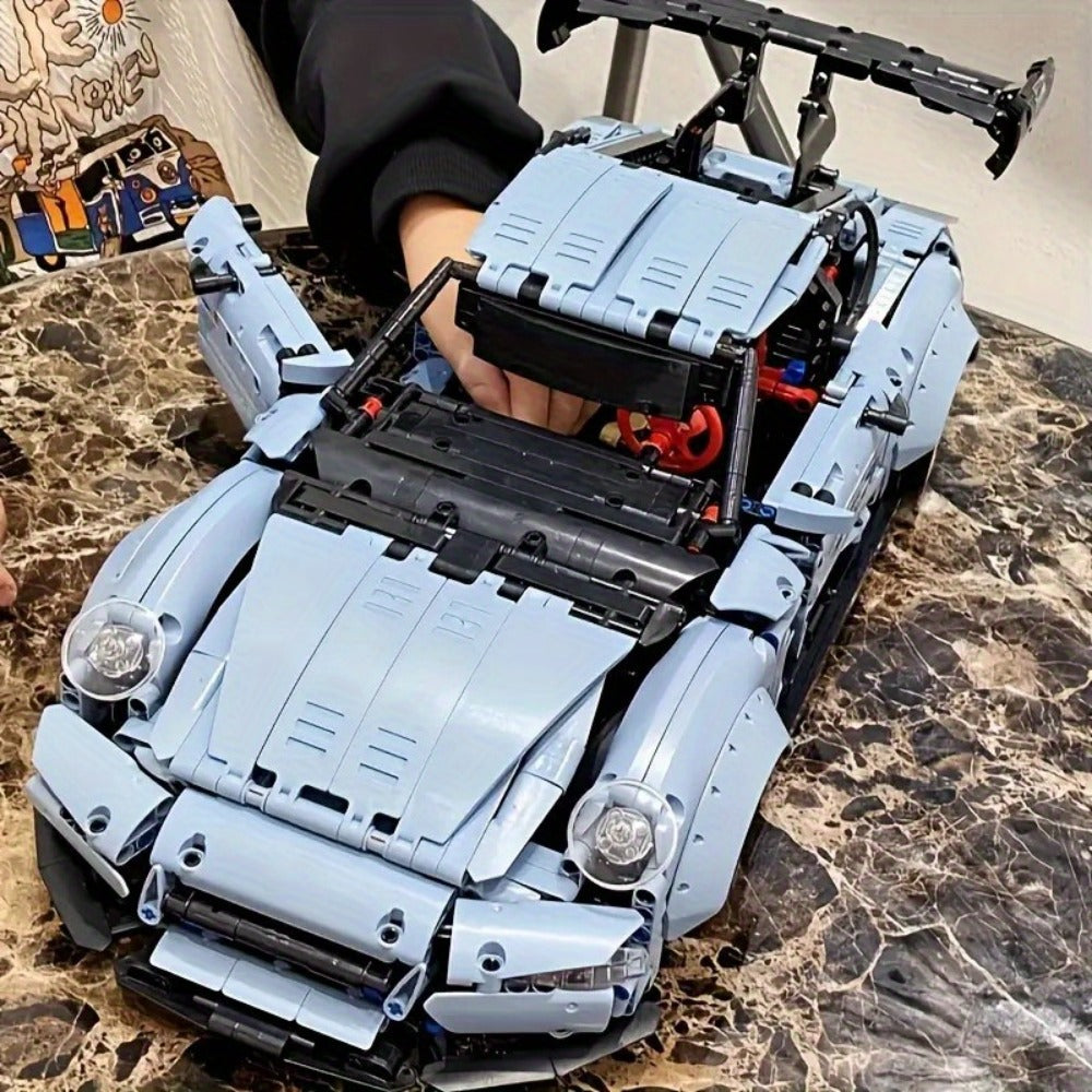 2100PCS Lowrider Sports Car Building Blocks Set for Adults – Misty Blue Model Kit Desktop Ornament & Room Decor, Cool Gift fo