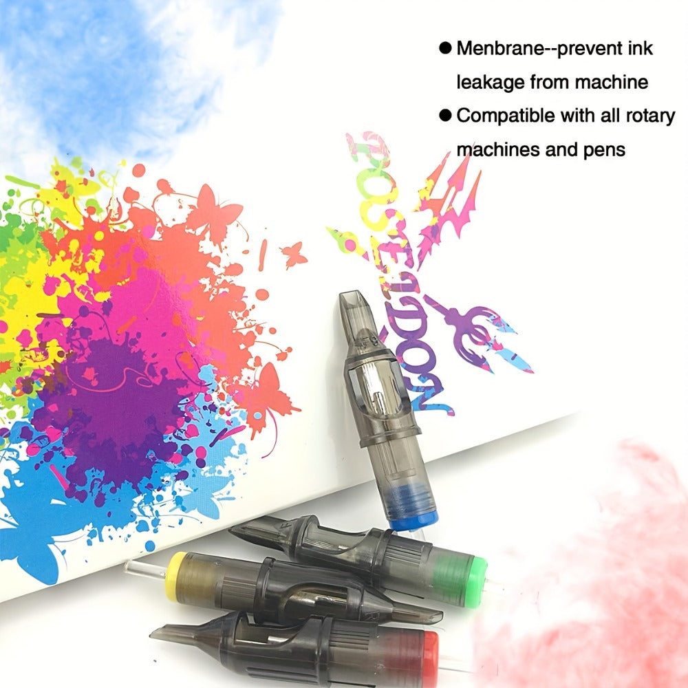 Curved Magnum Tattoo Cartridge Needles 50pcs Mixed Set - Round Mag CM RM Long Taper #12 Standard Disposable Membrane — image 