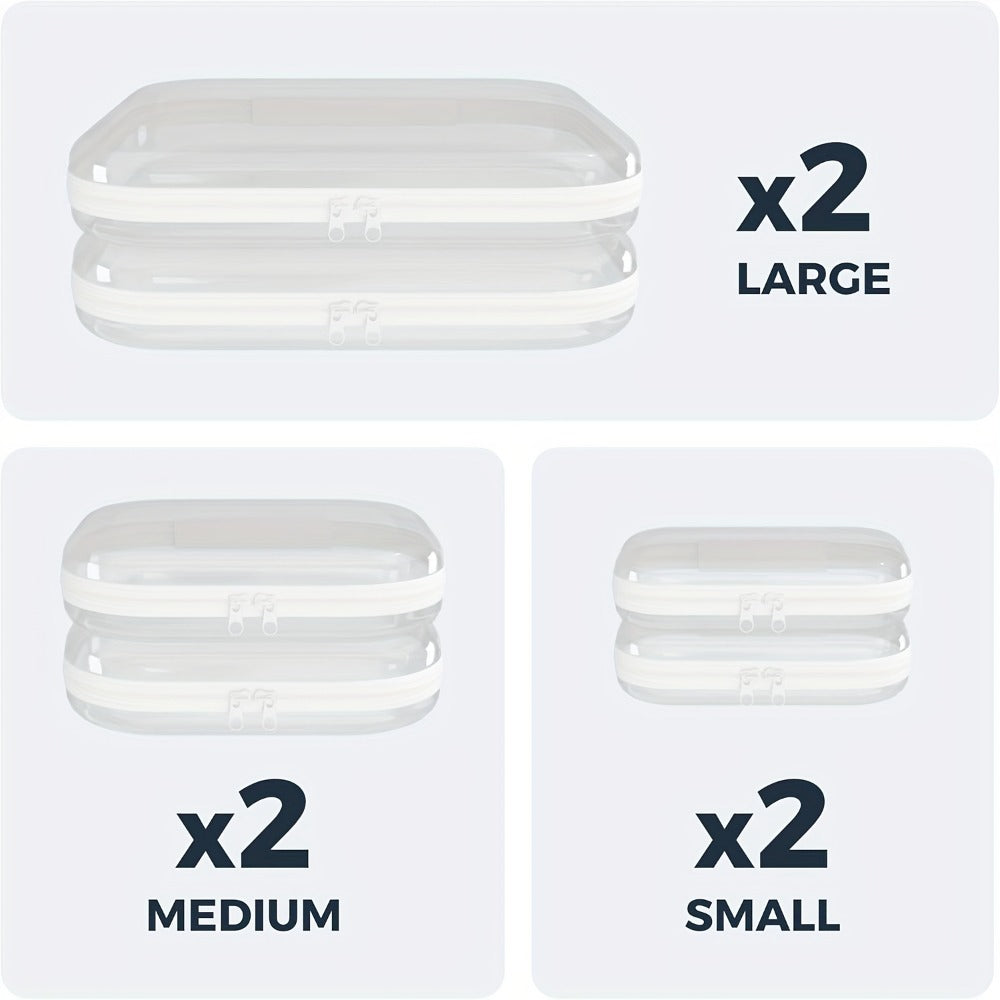 Six-Piece Clear Hard-Shell Organizer Set with Two Small, Two Medium and Two Large Zippered Cases — image 3