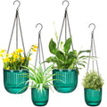 Self Watering Hanging Planters Set of 4 – 6.5" & 4.5" Hanging Flower Pots with 3 Hooks & Drainage Holes for Indoor Outdoor Ho