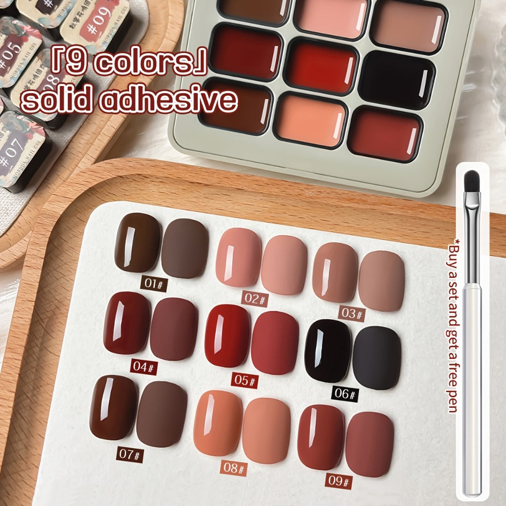 Gel Nail Polish MORDDA 9-Color Autumn Harvest Set with Solid Shades and Included LED Curing Pen for Nail Art — image 4