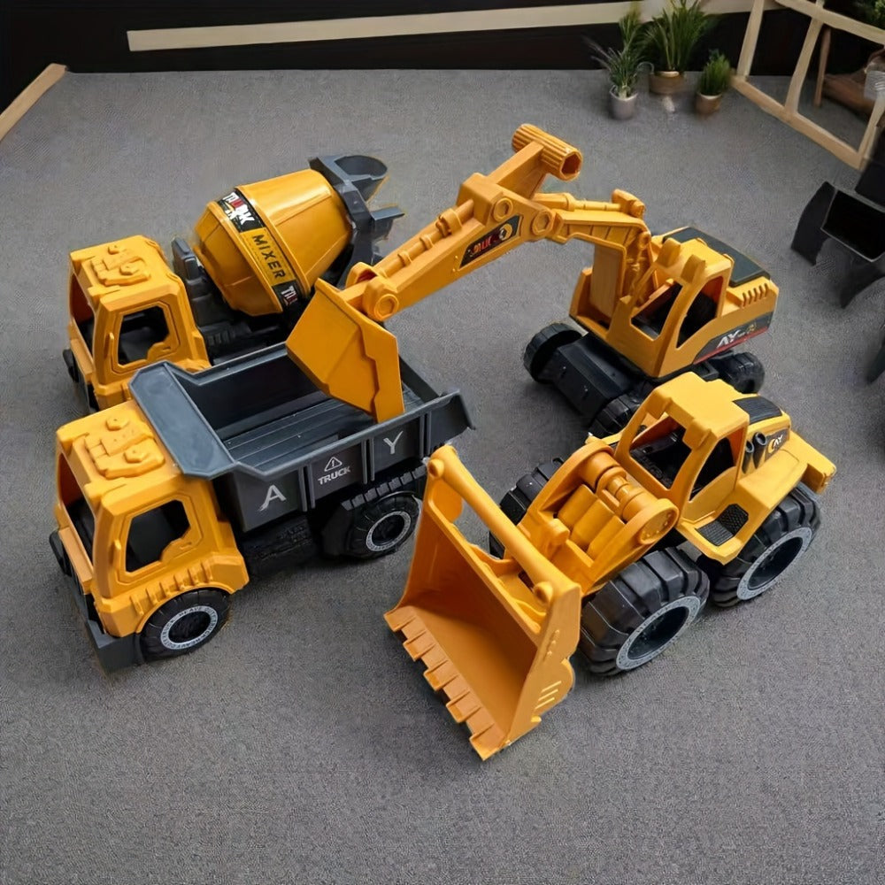 4-Piece STEM Construction Toy Vehicle Set for Toddlers, Shatterproof Excavator Mixer Dump Truck Bulldozer — image 9
