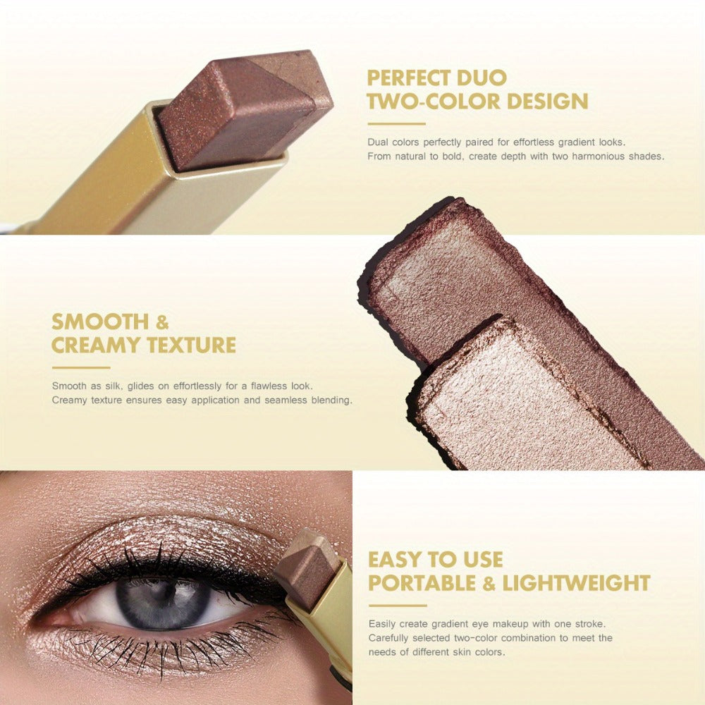 Glitter Eyeshadow Stick Pencil Set 6pcs Double Color Gradient Shimmer Metallic Waterproof, for Makeup, Travel and Everyday Va