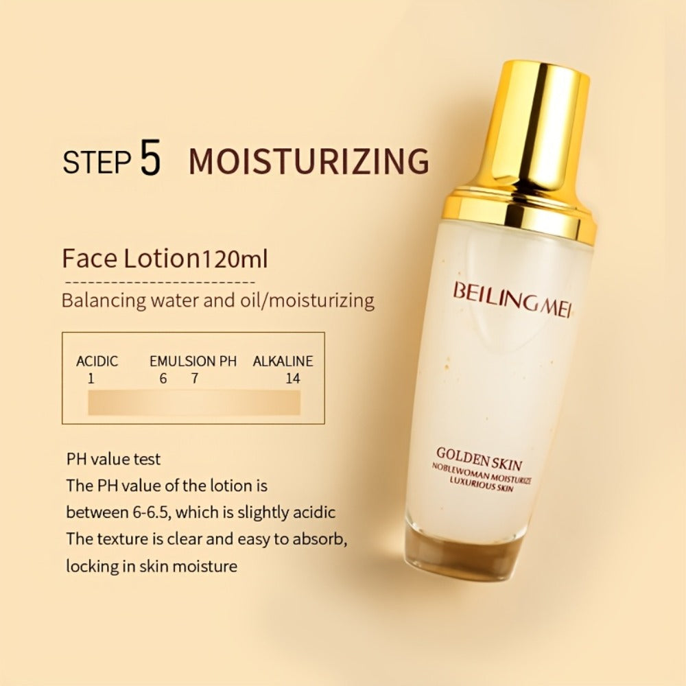 Skincare Gift Set for Women 9pcs Golden Luxury Kit, Niacinamide Collagen Hyaluronic Acid Daily Facial Care Premium Birthday H