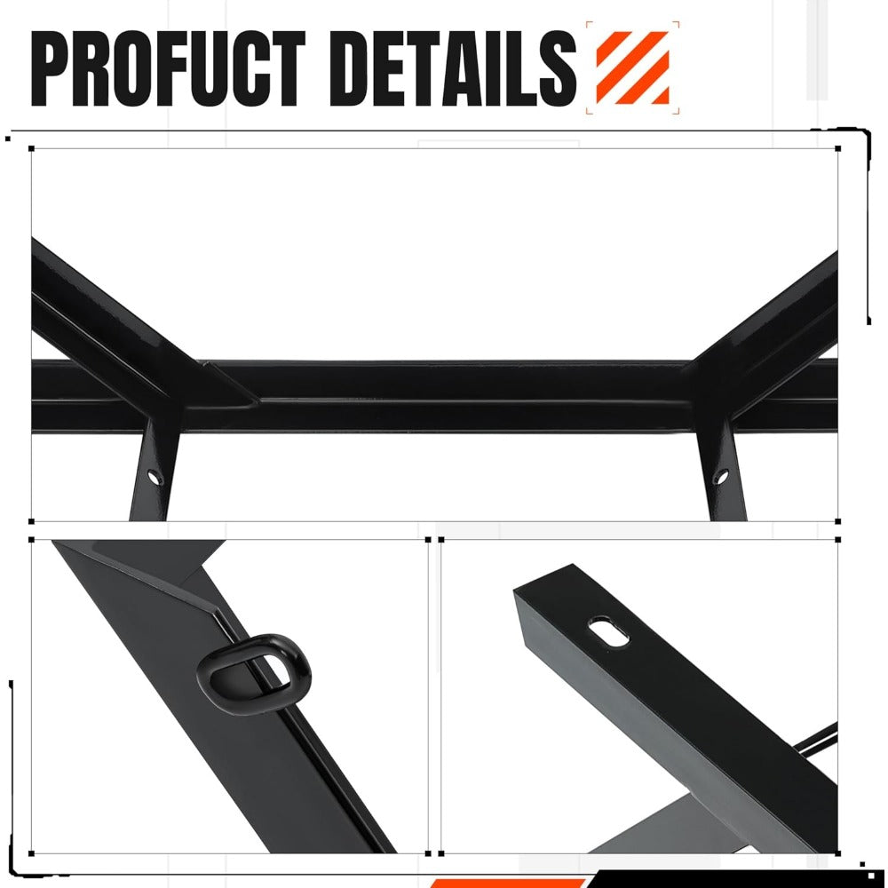 Semi Truck Spare Tire Carrier Rack Adjustable Steel Holder with Anti-Sway Chain & Ratchet Strap for Class 8 Semi-Trailers Ken