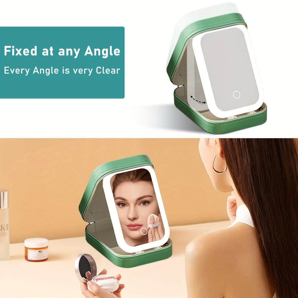 Lighted Makeup Case with LED Mirror & Cosmetic Organizer – 1200mAh Rechargeable USB Travel, for Makeup, Travel and Everyday V