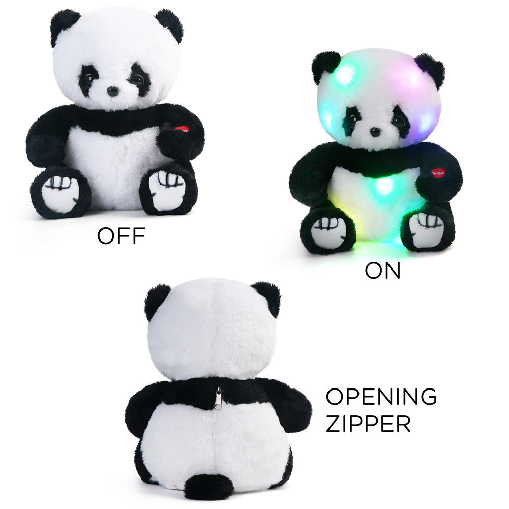 8-Inch Light-Up Panda Plush with Color-Changing LEDs, Soft Stuffed Body, Button Control and 2-AA Battery Compartment — image 