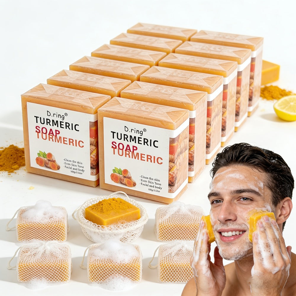 Kojic Acid Brightening Soap Bars 15-Pack – Turmeric Lemon Natural Face & Body Cleanser, Cold Processed Paraben-Free Formula —