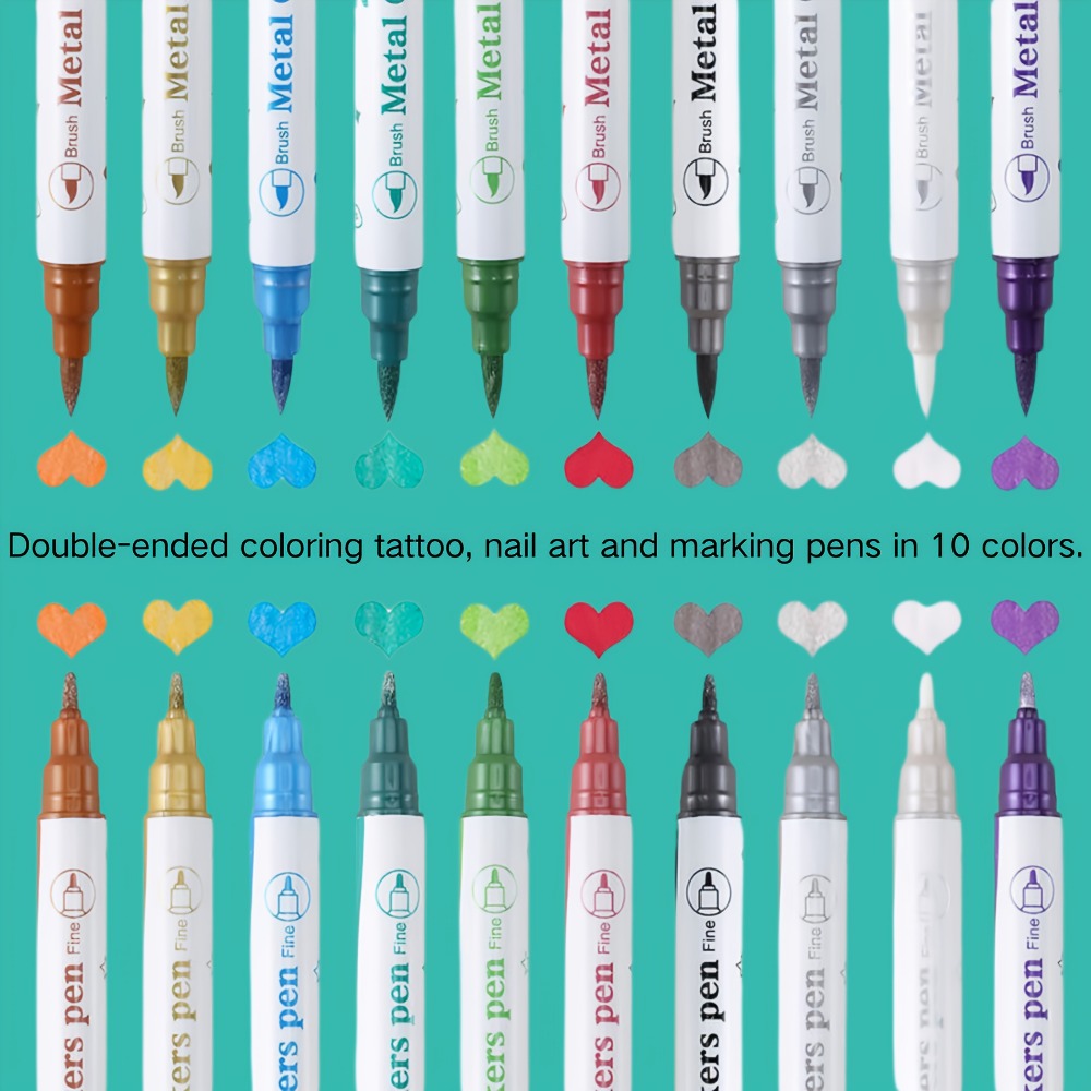 Double-Ended Tattoo Pen Set 10 Pcs with 114 Templates & Butterfly Stickers, Waterproof Sweat-Resistant DIY — image 9