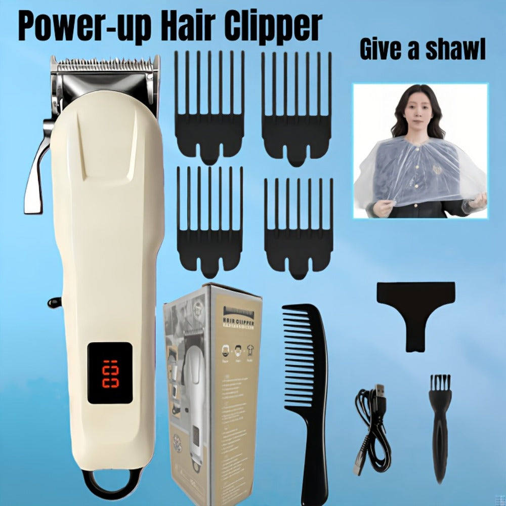 Hair Clipper Kit with Scissors for Home & Salon – Professional Stainless Steel Blade, Digital Display, USB Rechargeable Hair 