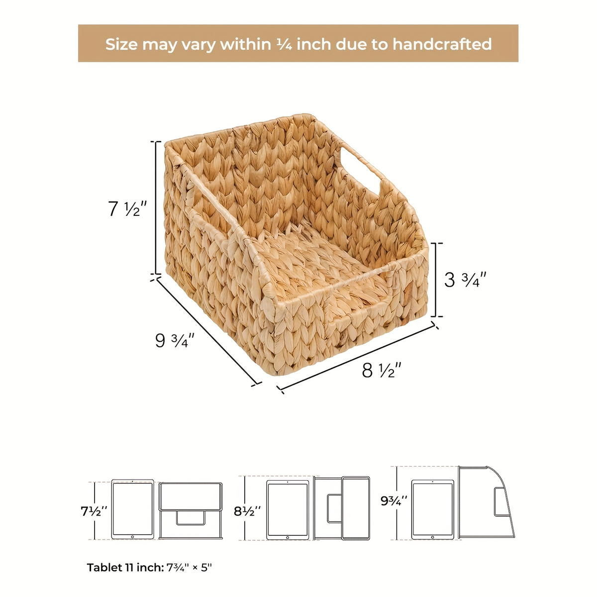 Water Hyacinth Pantry Storage Baskets 2-Pack with Seagrass Options and Integrated Shelf Handles — image 9