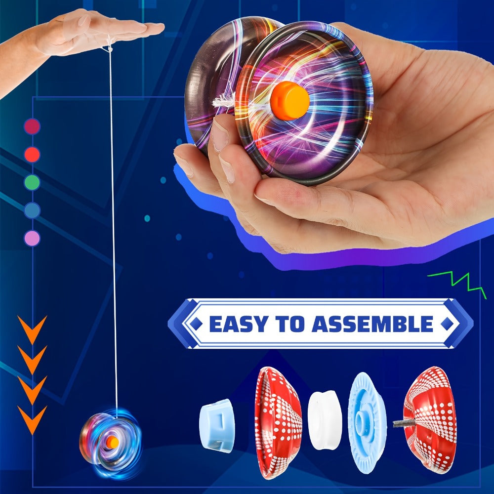 Metal Alloy Yoyo Bulk 50 Pcs Responsive Yo-Yo Set for Beginners Kids Adults Auto Return for Parties, Celebrations and Guest F