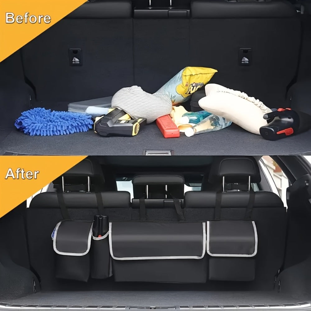 Rear Seat Hanging Car Trunk Organizer with Four Pockets, 36 x 14.2 x 4.7 Inches and Black Finish — image 5