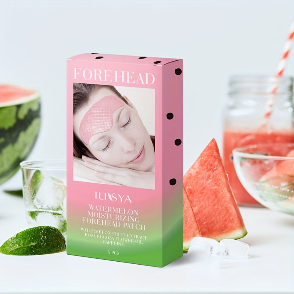 Watermelon Forehead Patches 15pcs Caffeine Collagen Niacinamide Ultra Hydrating Moisturizing Brightening De-Puffing Daily Fac