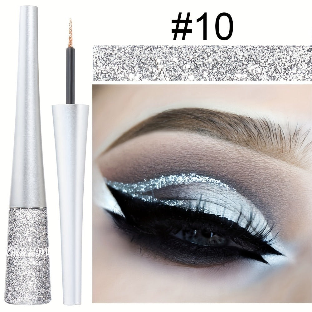Glitter Liquid Eyeliner Set 16 Colors Waterproof Shimmer Metallic Eye Liner Pen Kit – Long-Lasting Smudge-Proof Sparkle Eye M