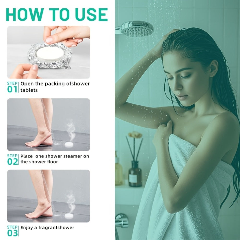 Twenty Assorted Shower Steamer Tablets with Six Fragrance Labels in a Teal Resealable Gift Bag — image 6
