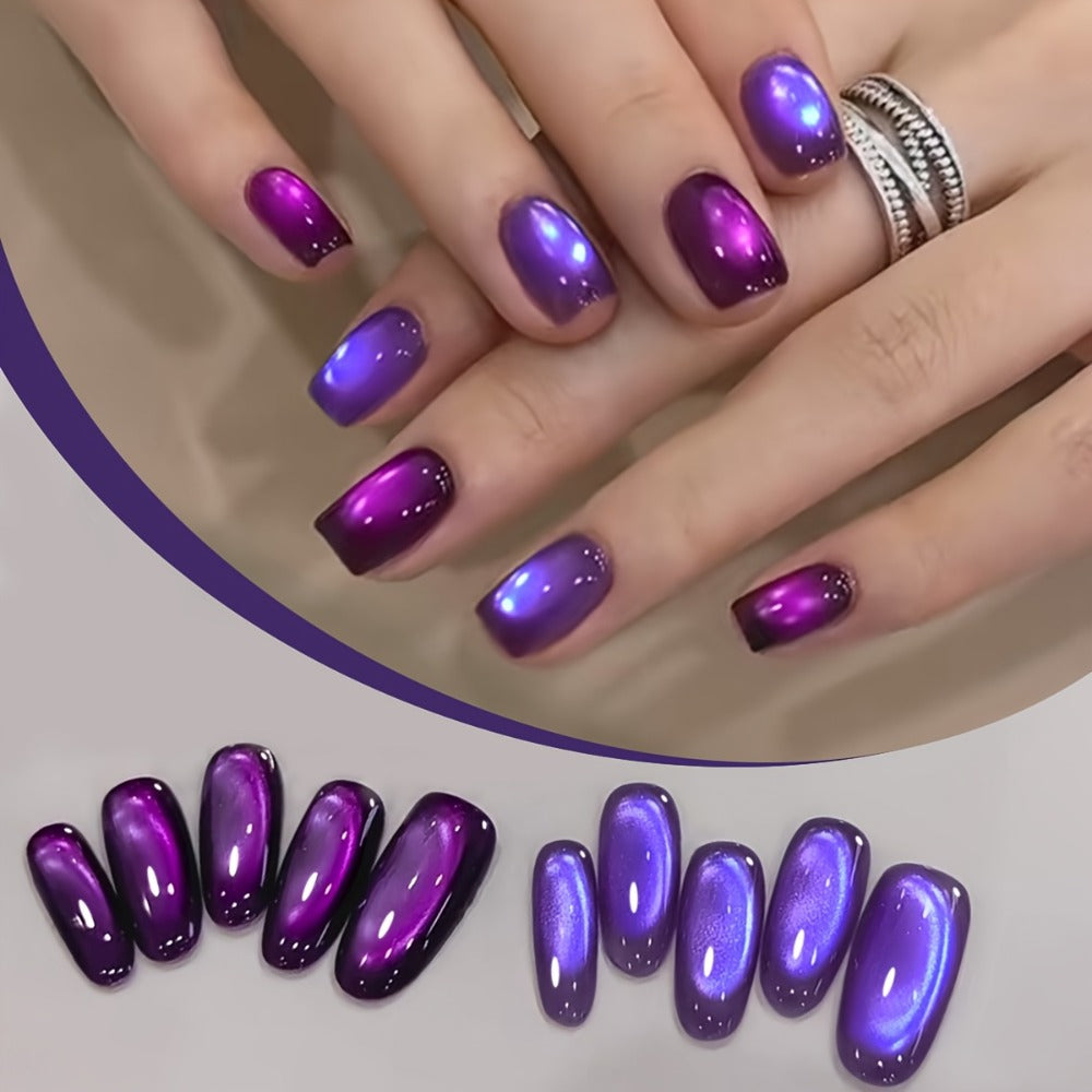 Gel Nail Polish Set with XEIJAYI Label, 4 Purple Iridescent Cat Eye Colors and M130 Gel Shade — image 9