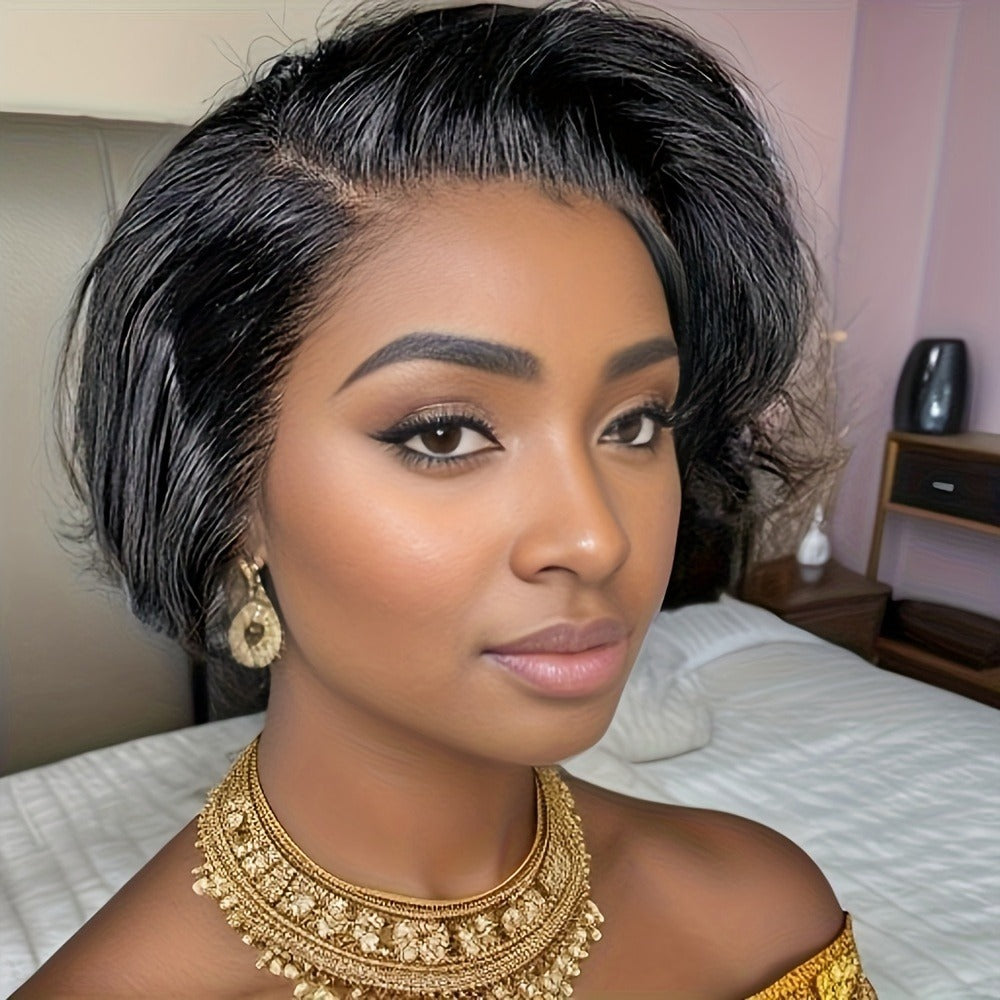 Lace Front Wig Human Hair Body Wave Bob with 4x1 Lace, 6in Length and Three Brown Highlight Colors — image 15