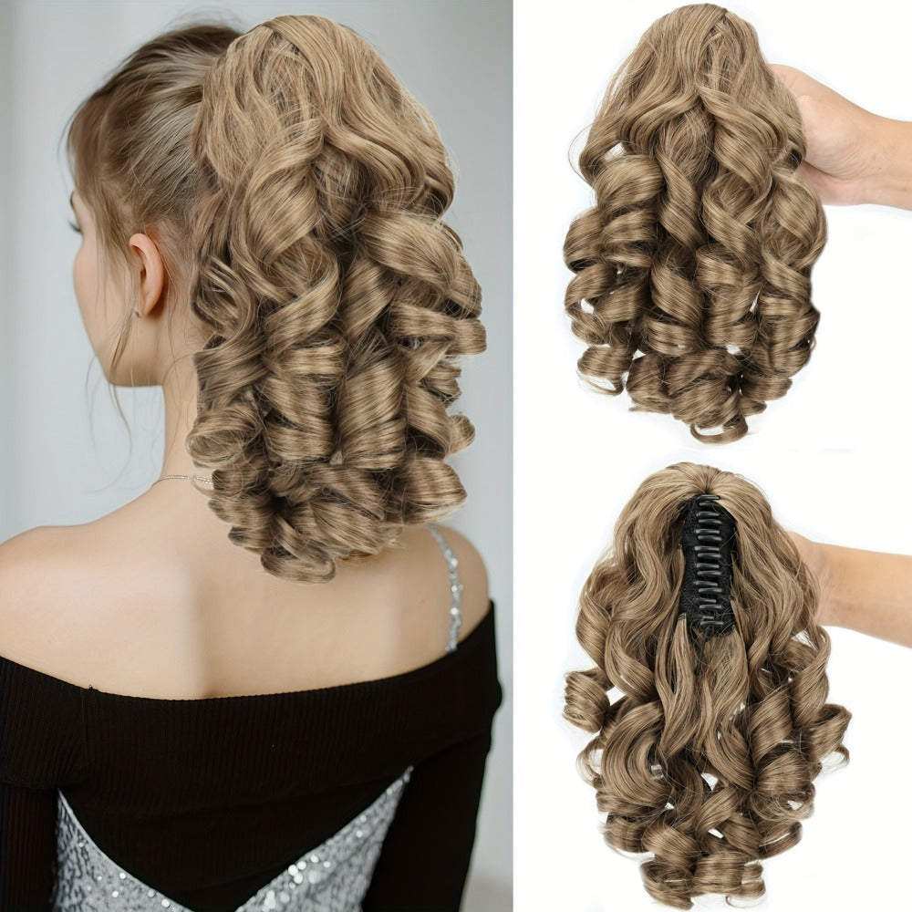 Hair Extensions Curly-Wave 14-Inch Synthetic Ponytail with Claw Clip and Four Color Style Options — image 2