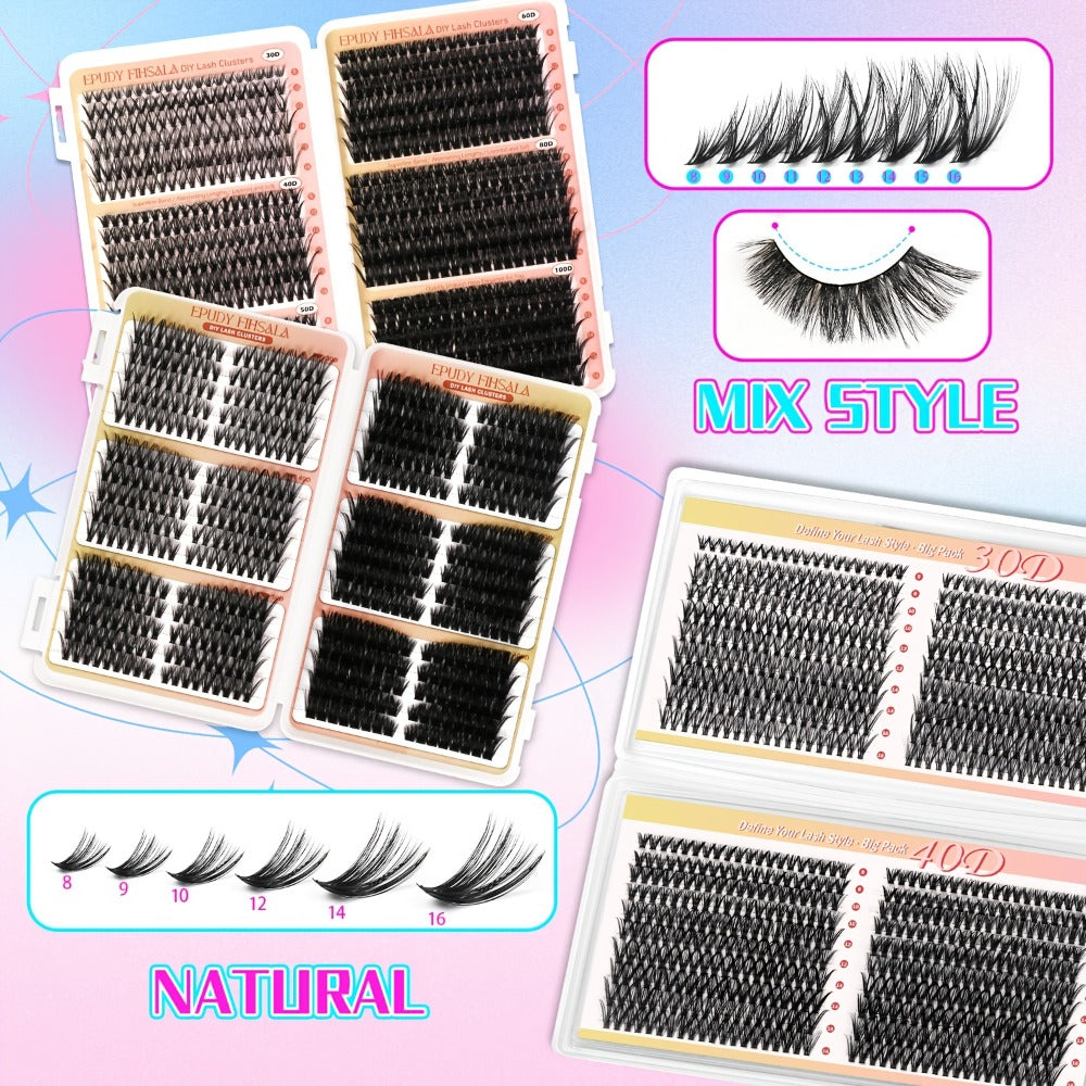 DIY Lash Clusters Gift Set 30D-100D Mixed Length Soft Fluffy Volume Cluster Lashes with Tweezers & Mascara — image 11
