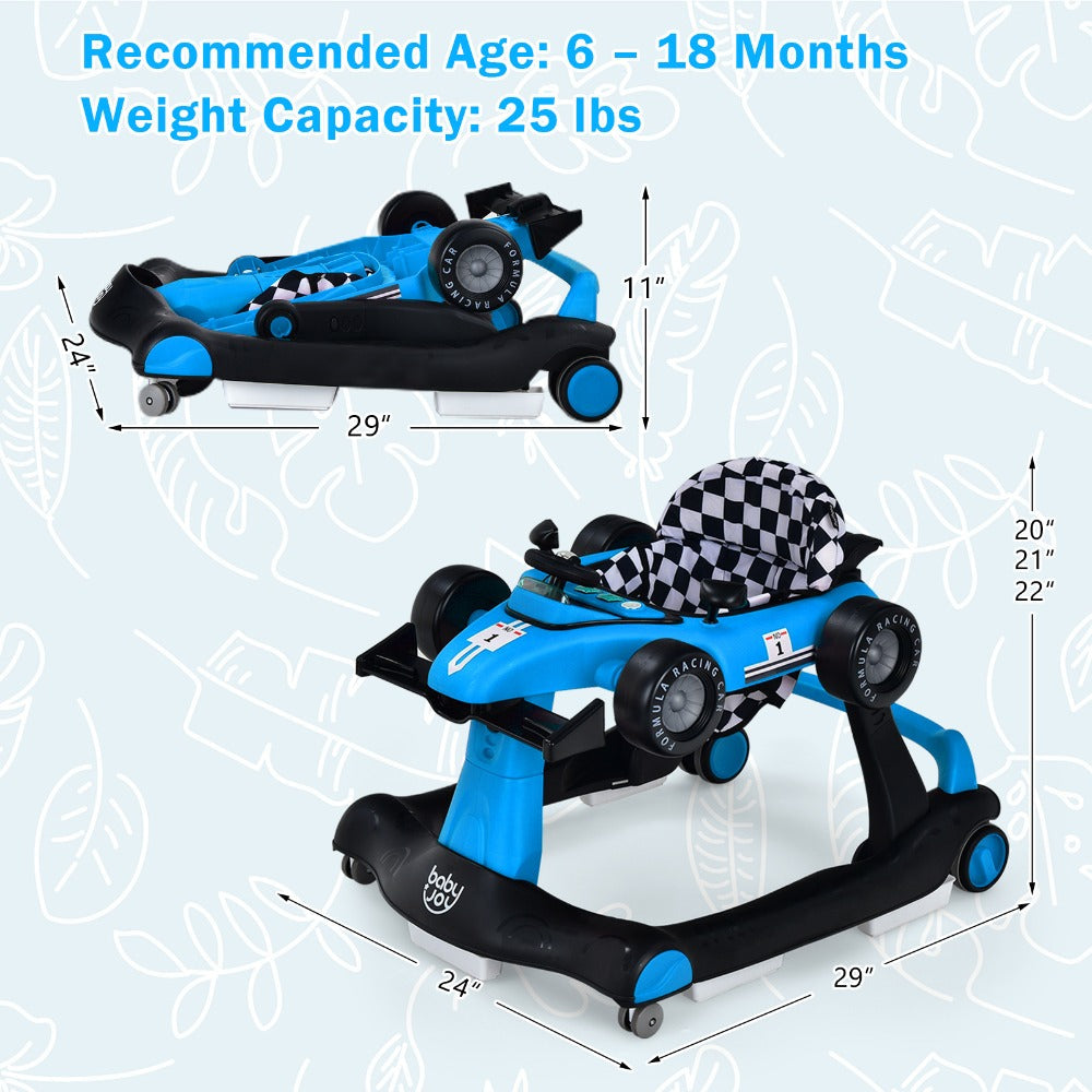 4-in-1 Foldable Baby Walker with Activity Toy Tray & Adjustable Height, Sit-to-Stand Push Walker for Infants & Toddlers — ima