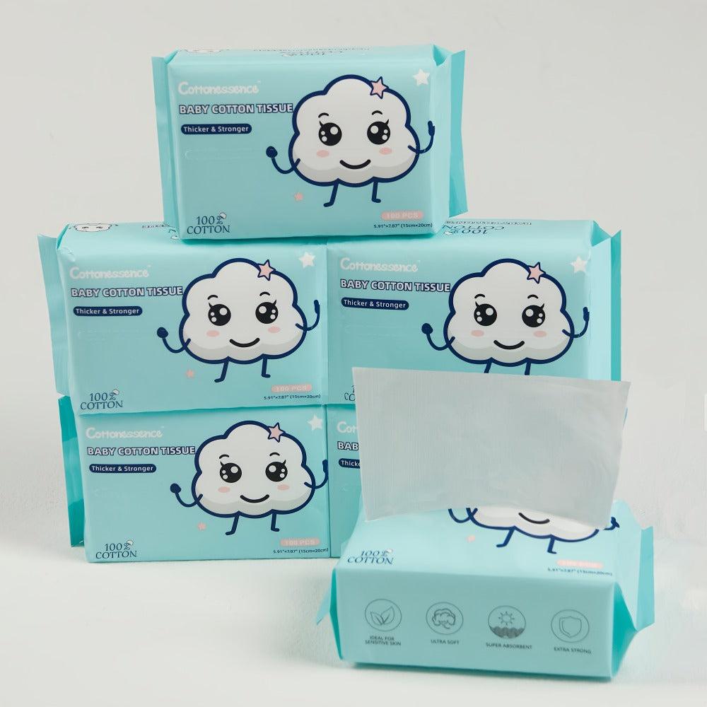 100% Cotton Disposable Face Towels Draw-Style Box 200 400 600 Count, for an Everyday Personal Care Routine — image 3
