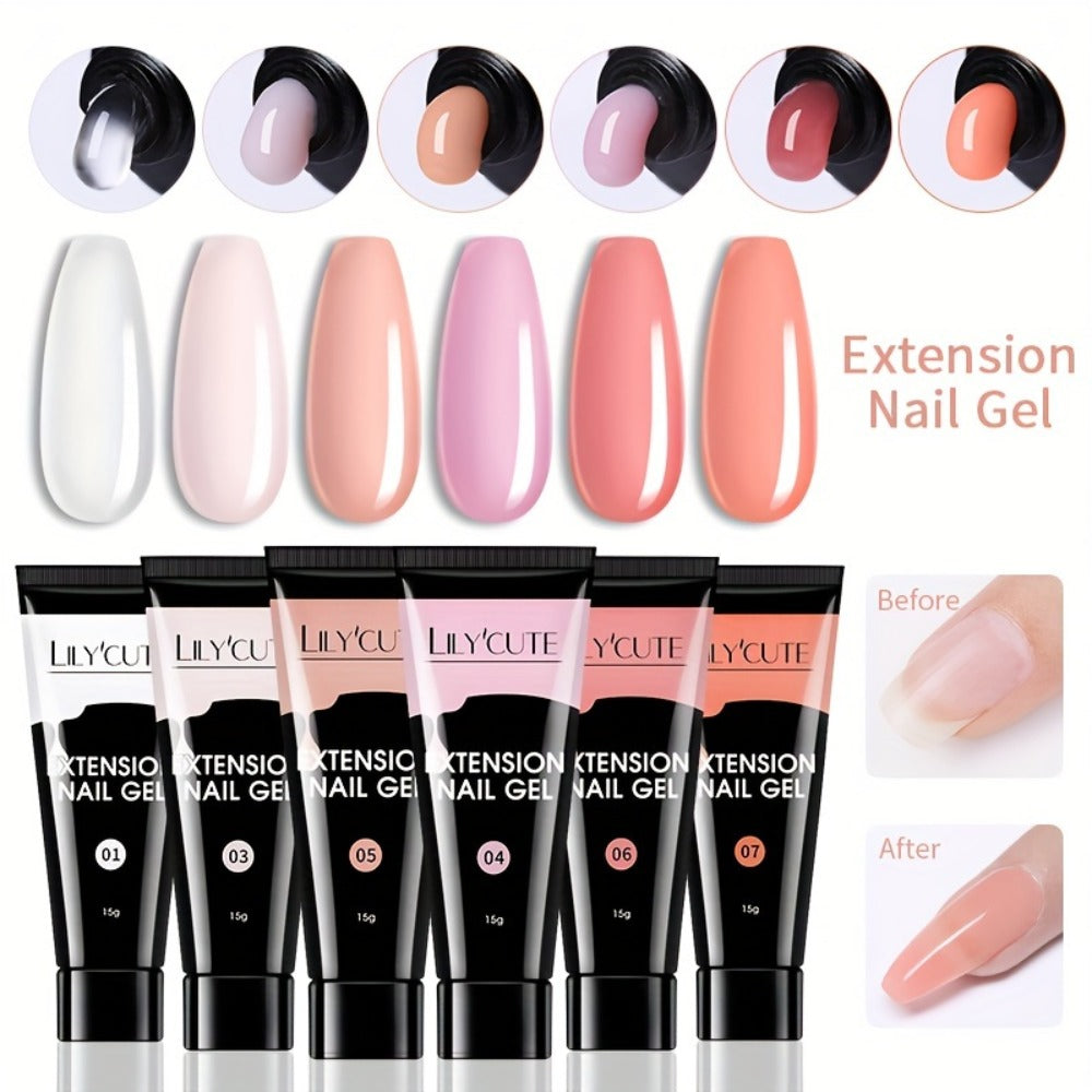 Builder Gel Nail Extension Kit – Quick Build UV LED Acrylic Gel in White Nude Pink Crystal for Nail Construction Overlay Scul