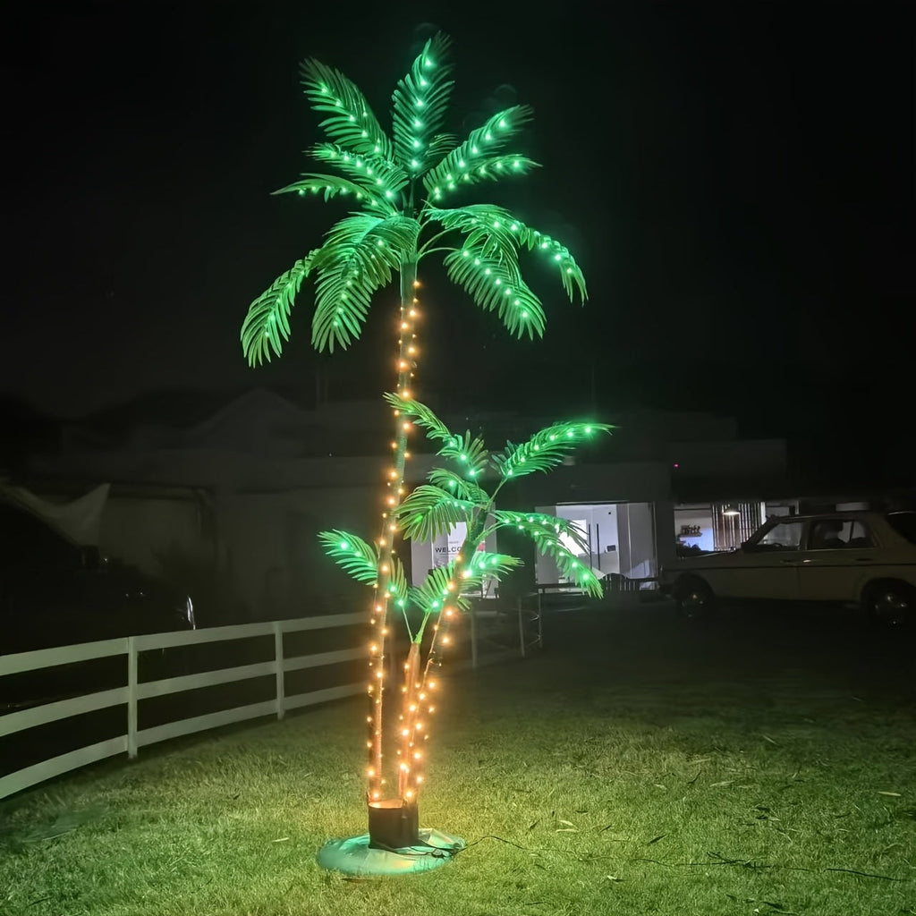Solar Palm Tree Light 7ft 260 LED Outdoor Patio Tropical Decor Waterproof — image 1